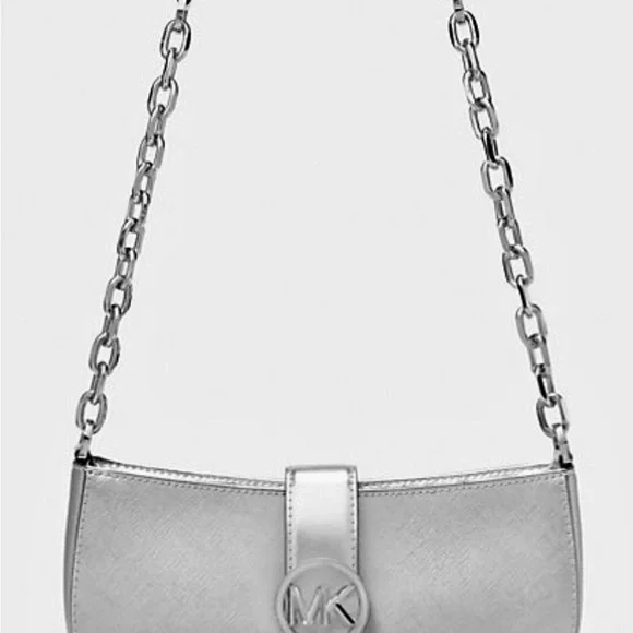 NWT Michael Kors Beautiful Shimmering Carmen Small Metallic Shoulder Bag - Picture 2 of 11